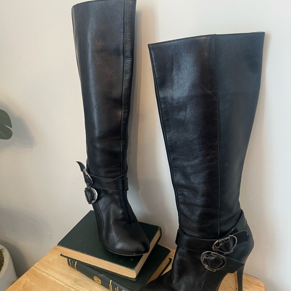 Shane & Shawn Boardroom Rockstars biker heeled  black boots size 8 - Picture 5 of 11